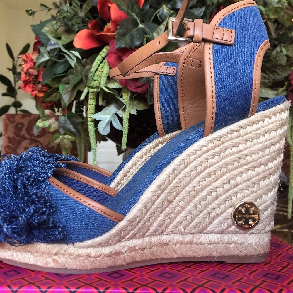 New $250 Tory Burch Shaw Denim Espadrilles 10.5-11 - Picture 5 of 8